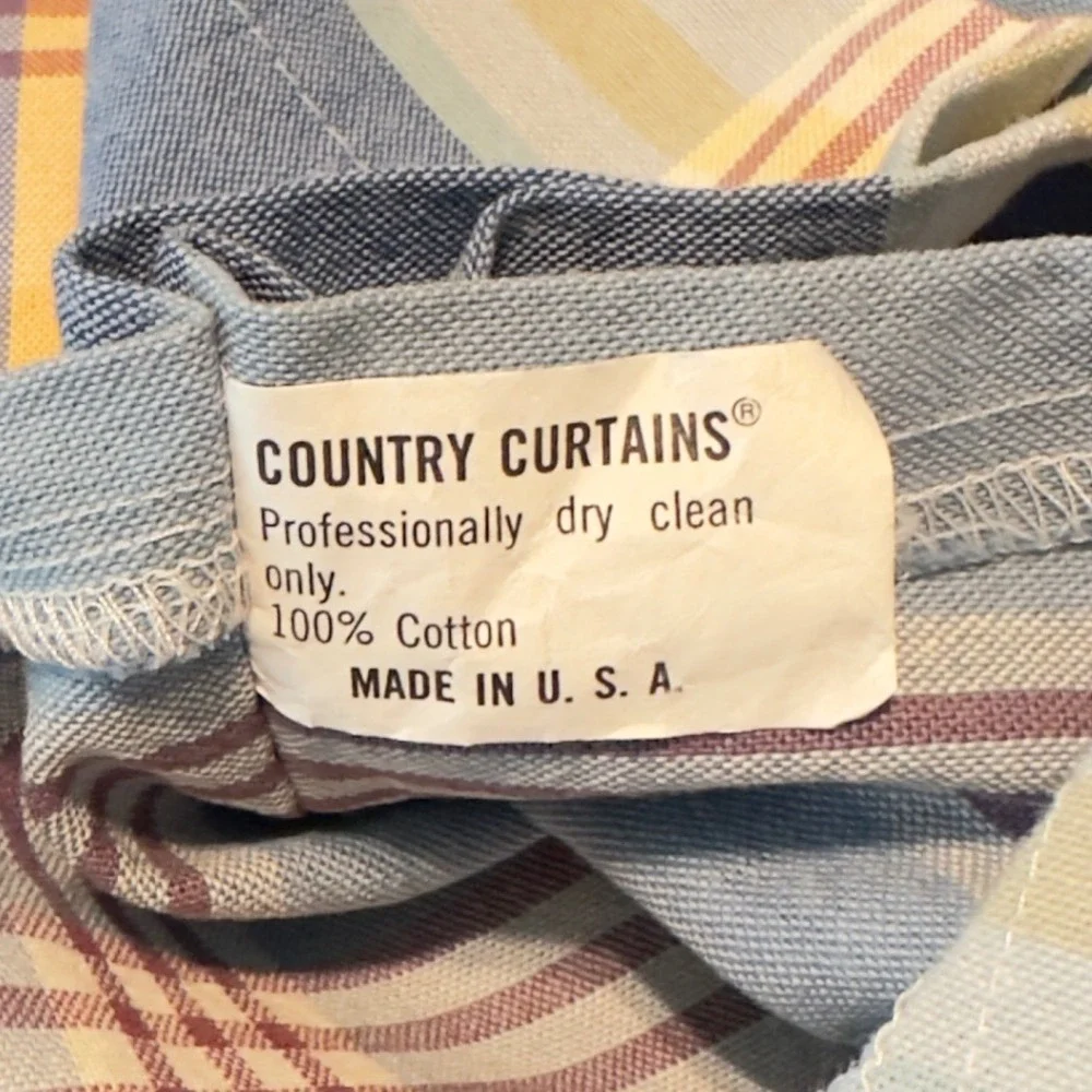 Country Curtains Blue Plaid Balloon Valance Lot of 5 100% Cotton Made in USA